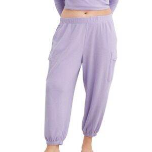 AERIE Lavender TRAVELER CARGO JOGGERS PANTS Waffle Knit Pull-On Purple SIZE M